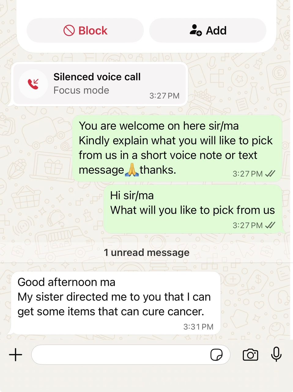 Customer enquiry about herbal cancer support